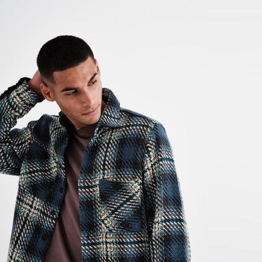 - Whiting - Checked Overshirt - Dusty Blue