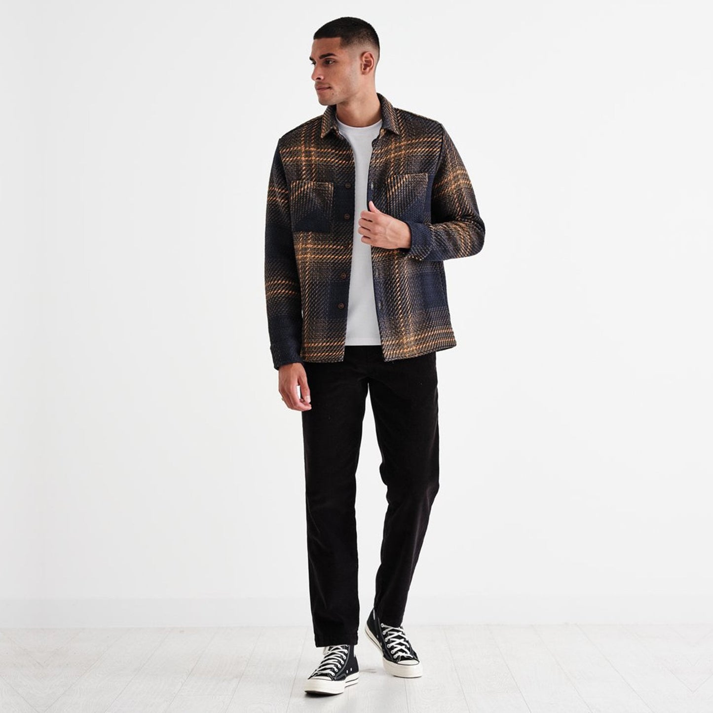 - Whiting - Windowpane Overshirt - Navy/Khaki