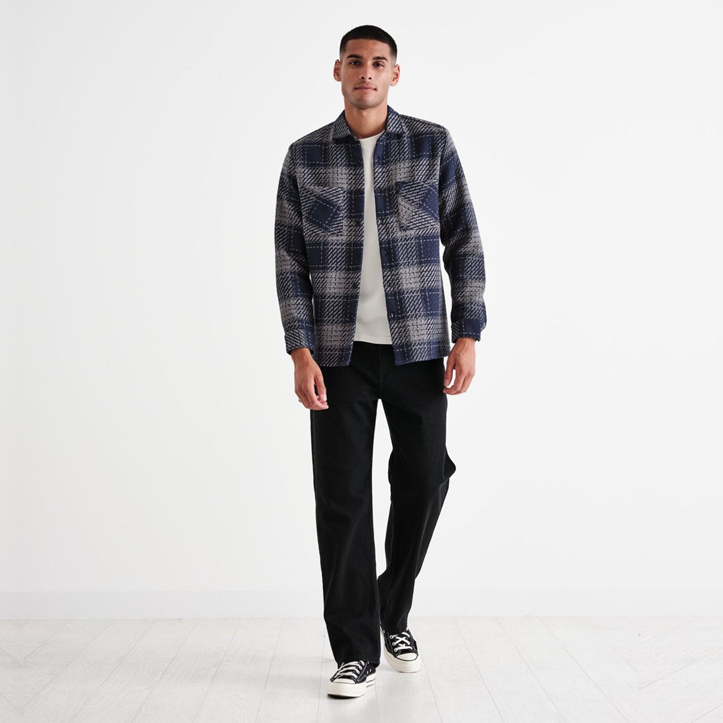 - Whiting - Plaid Check Overshirt - Navy/Grey