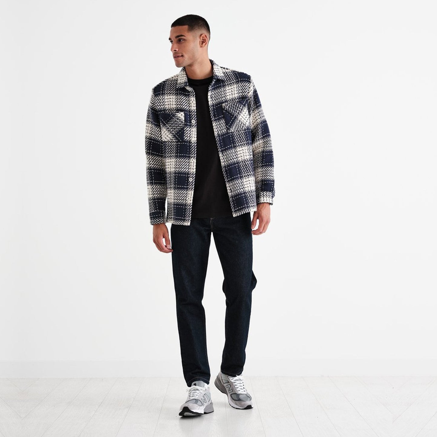 - Whiting - Plaid Overshirt - Navy/White