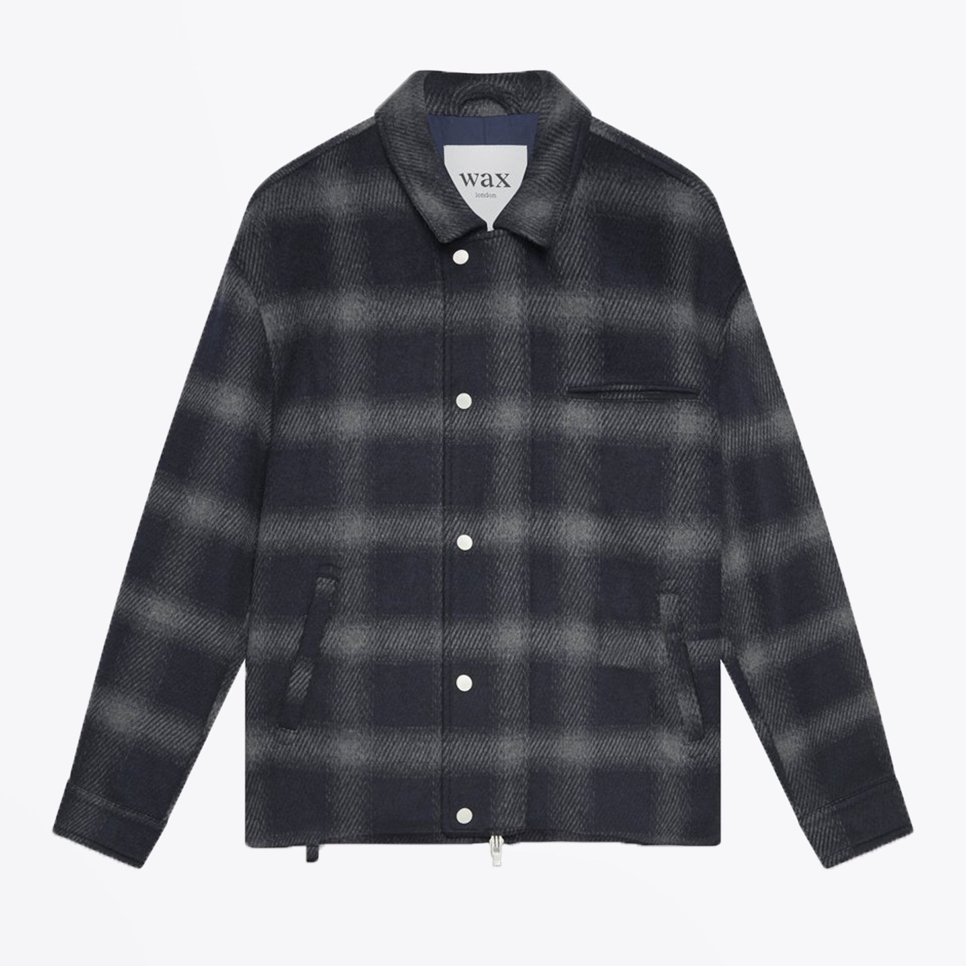 Wax Hybrid Check Bomber Jacket - Navy