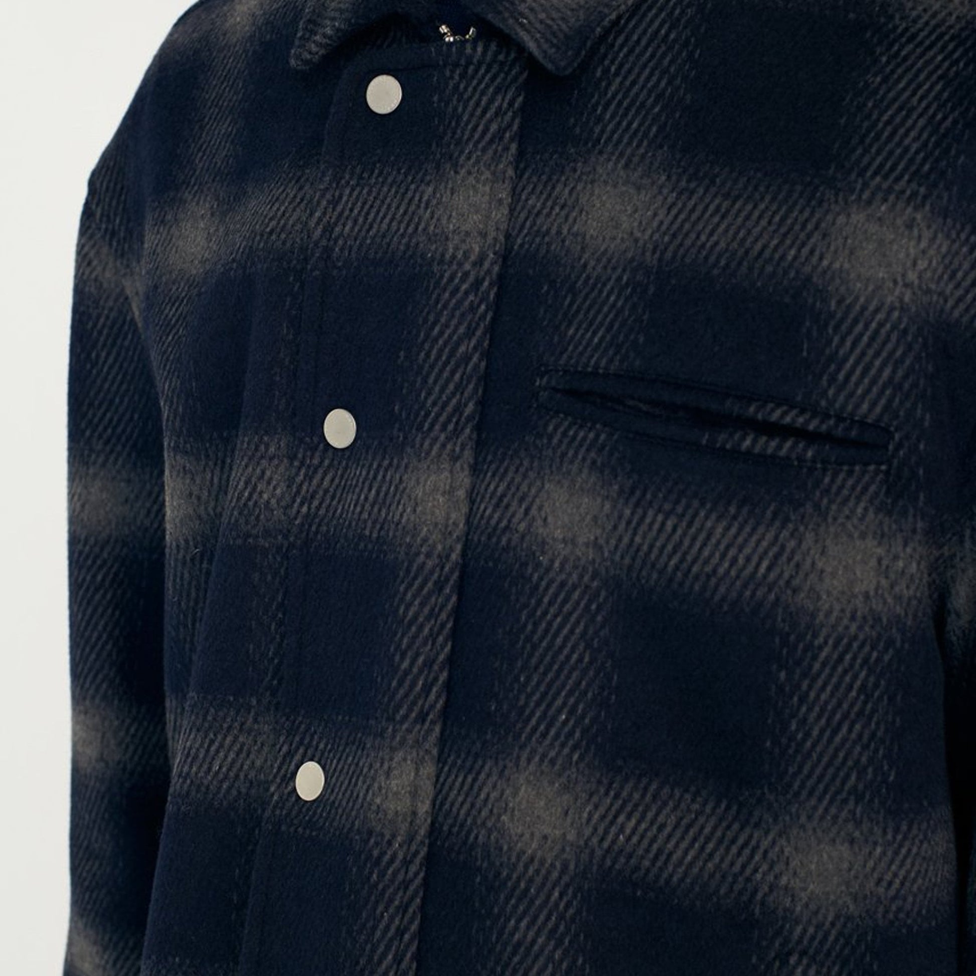 Wax Hybrid Check Bomber Jacket - Navy