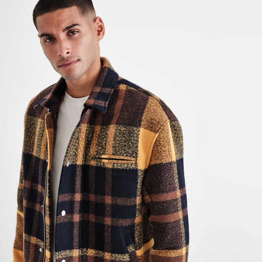 Hybrid Check Bomber Jacket - Yellow
