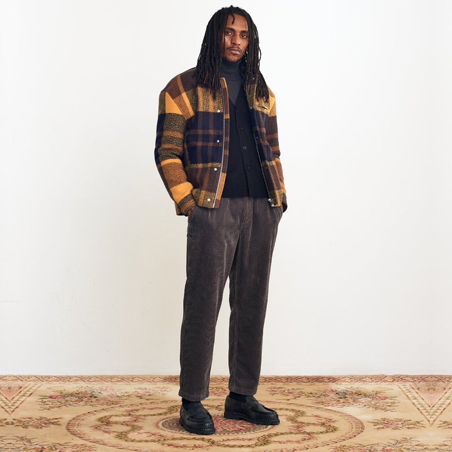 Hybrid Check Bomber Jacket - Yellow