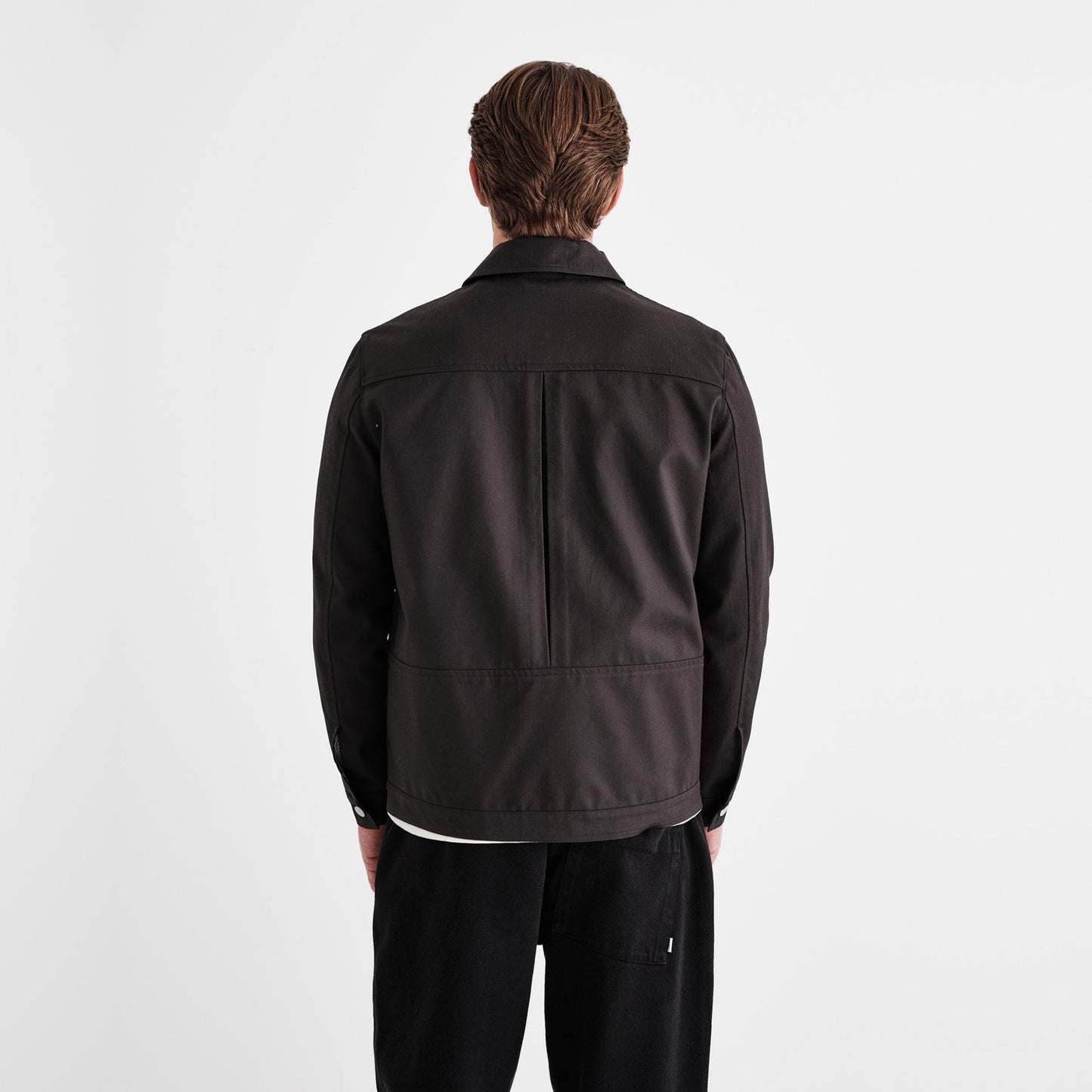 - Waxed Herringbone Jacket - Black