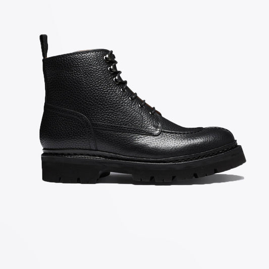Jonah - Grain Leather Lace-Up Boots - Black