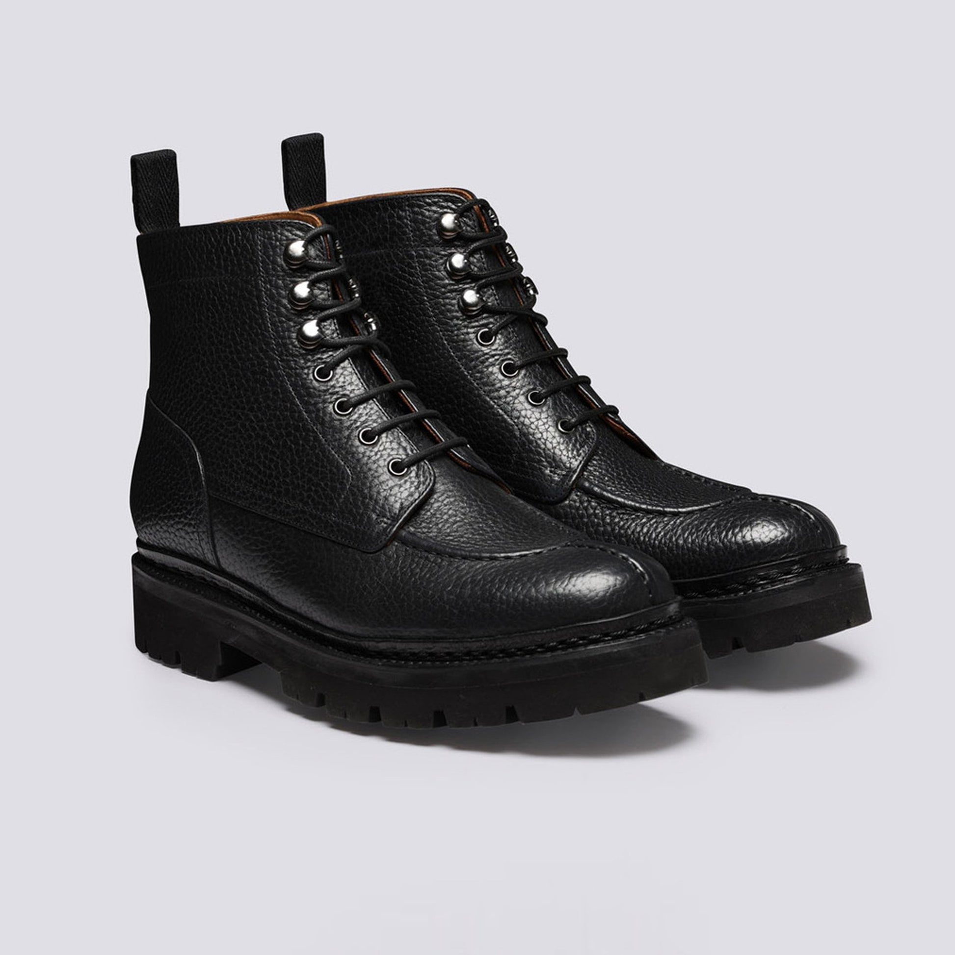 Grenson Jonah - Grain Leather Lace-Up Boots - Black