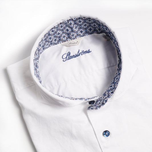 - Slimline Contrast Mosaic Inlay Shirt - White