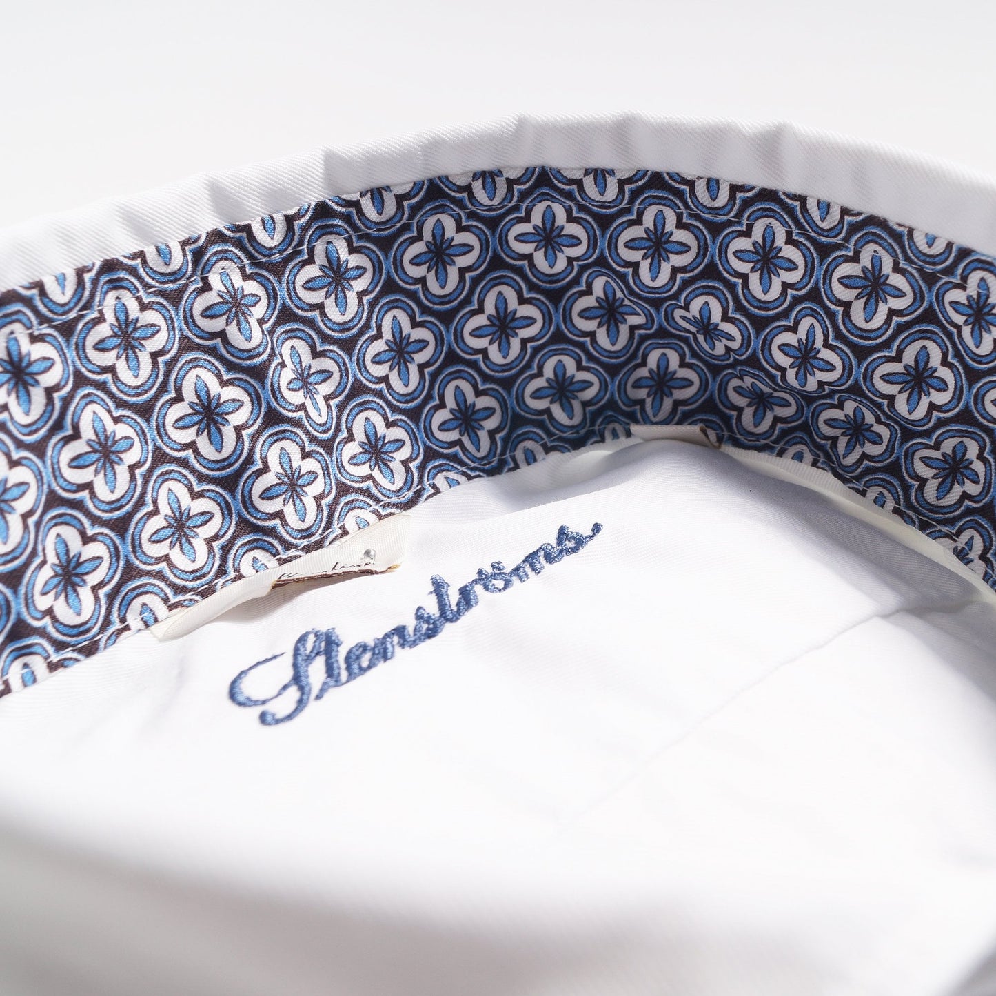 - Slimline Contrast Mosaic Inlay Shirt - White