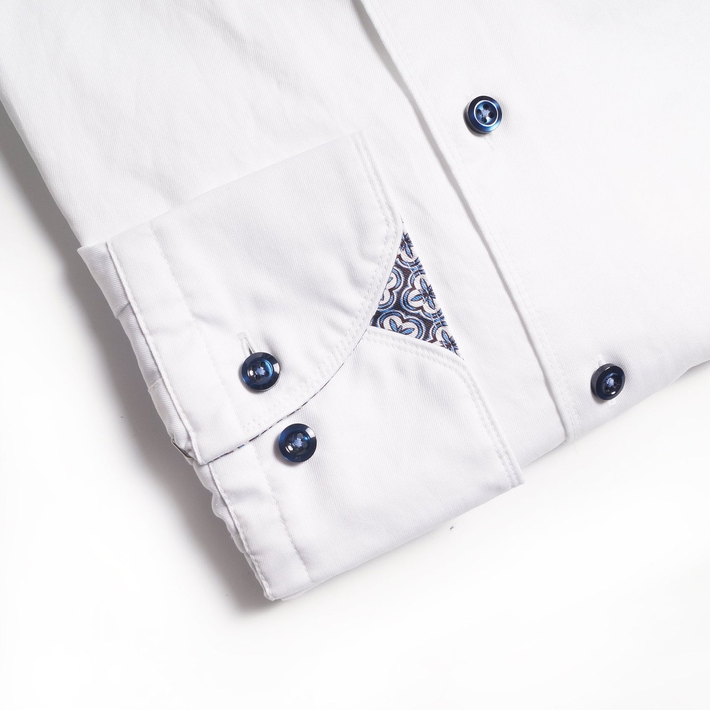 - Slimline Contrast Mosaic Inlay Shirt - White