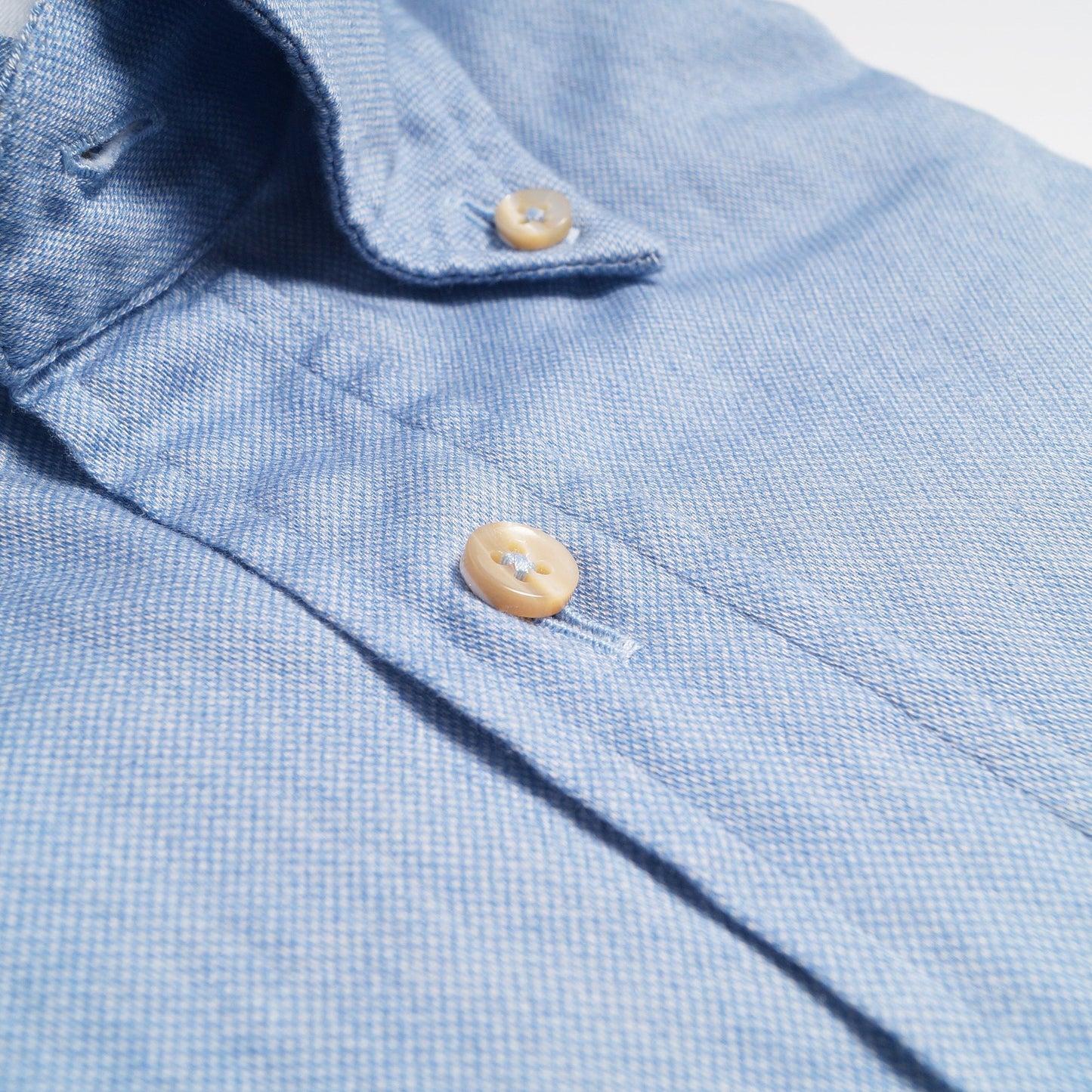 - Slimline Cotton Button-Down Shirt - Blue