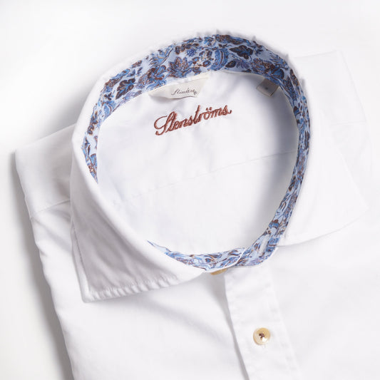 - Slimline Contrast Leaf Inlay Shirt - White