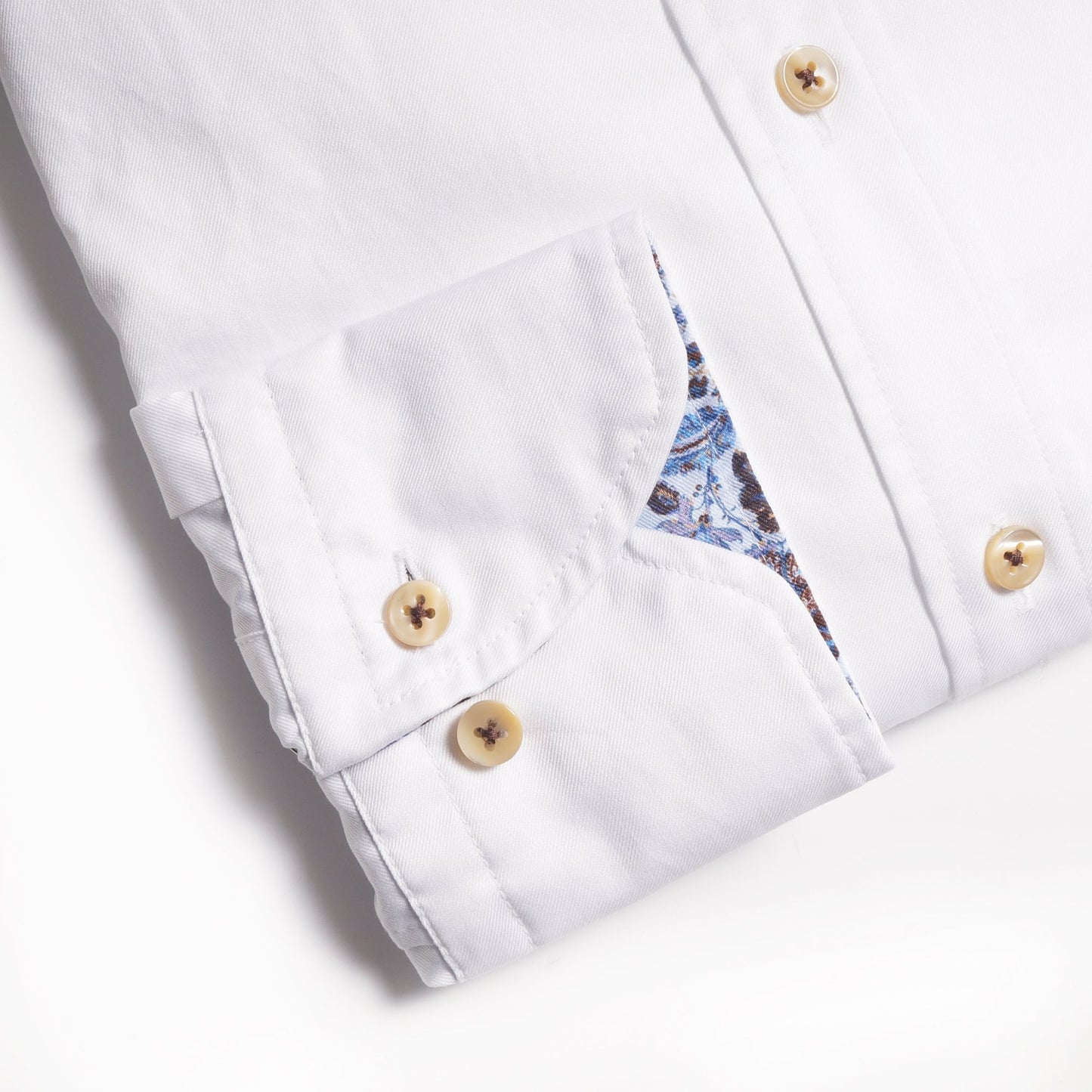 - Slimline Contrast Leaf Inlay Shirt - White