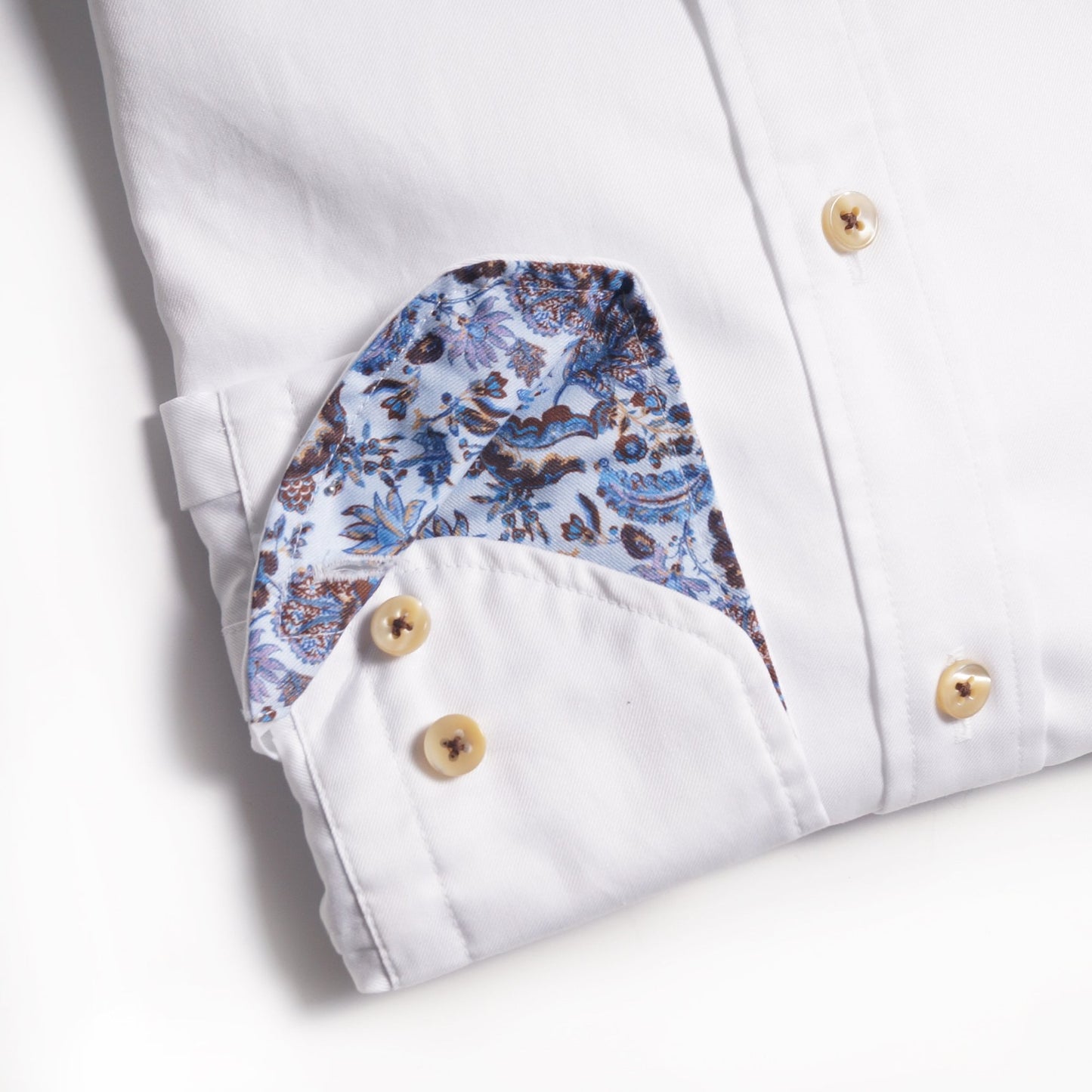 - Slimline Contrast Leaf Inlay Shirt - White
