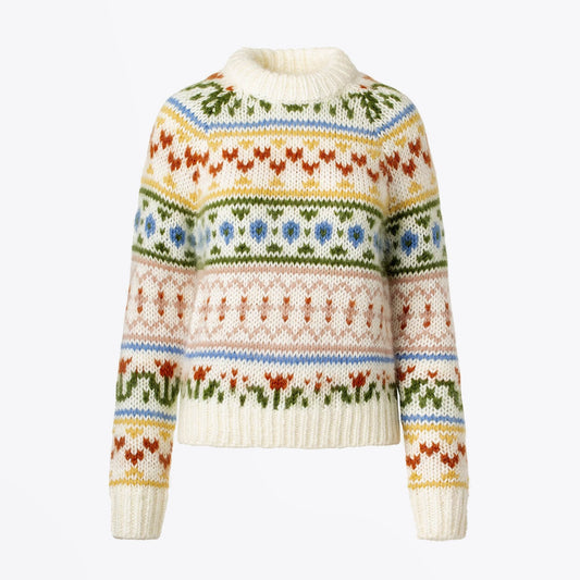 Jacquard Pattern Pullover - Off White/Multi