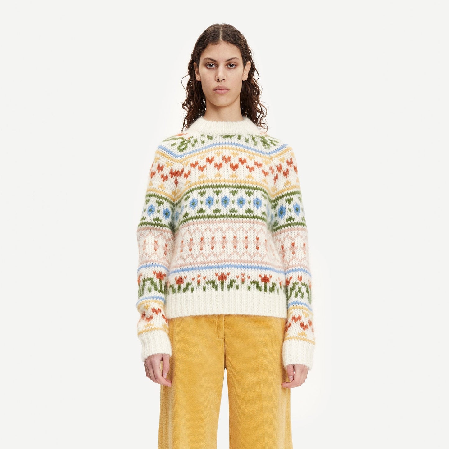 Jacquard Pattern Pullover - Off White/Multi