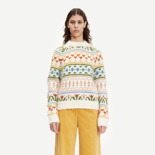 Jacquard Pattern Pullover - Off White/Multi