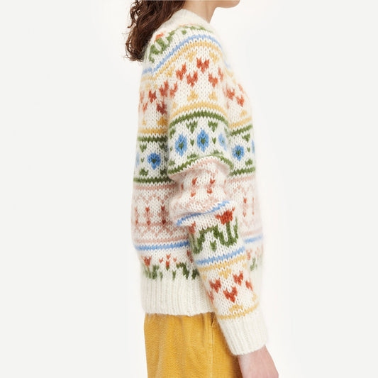 Jacquard Pattern Pullover - Off White/Multi