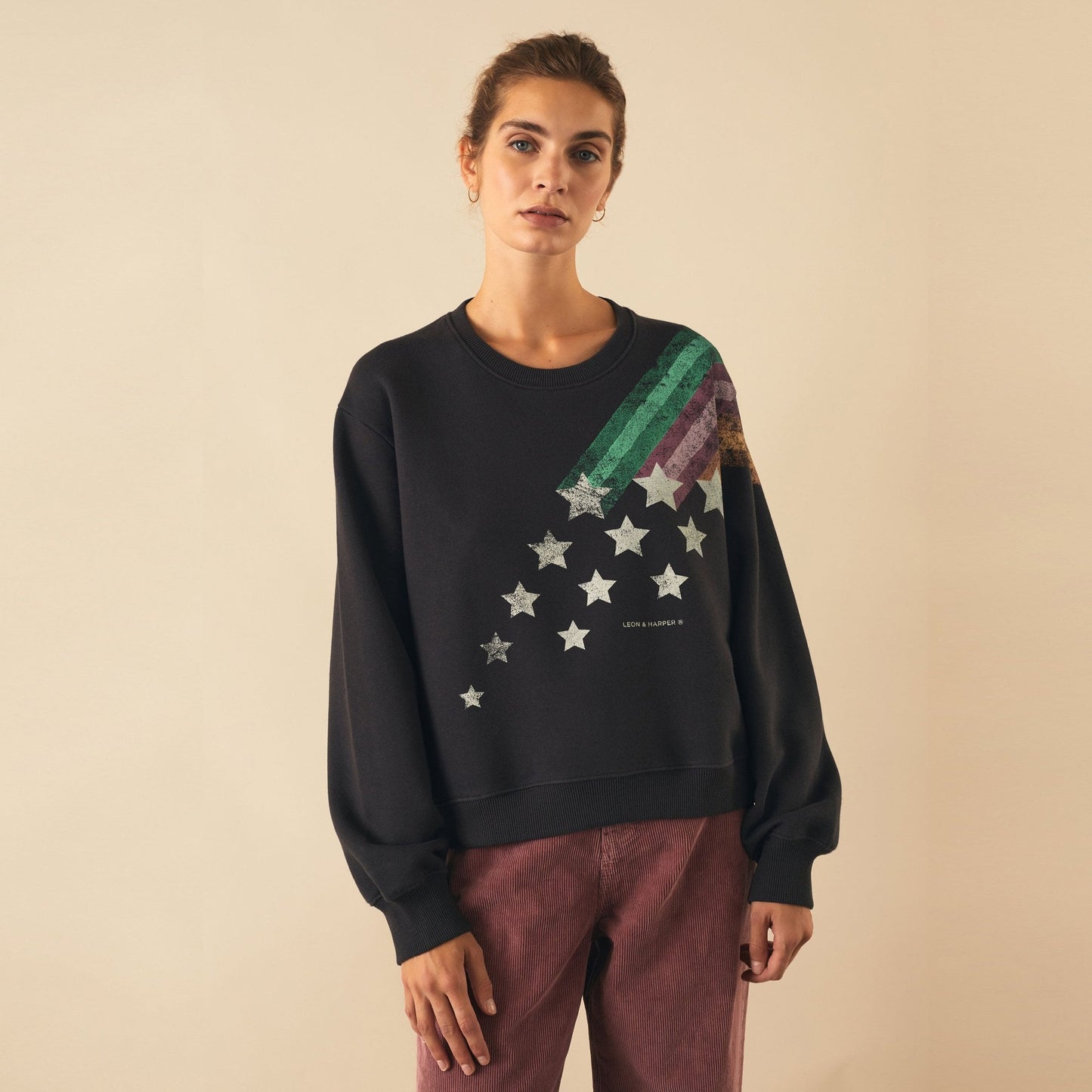 - Star Print Sweater - Black