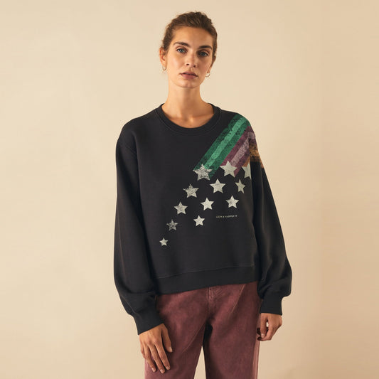 - Star Print Sweater - Black