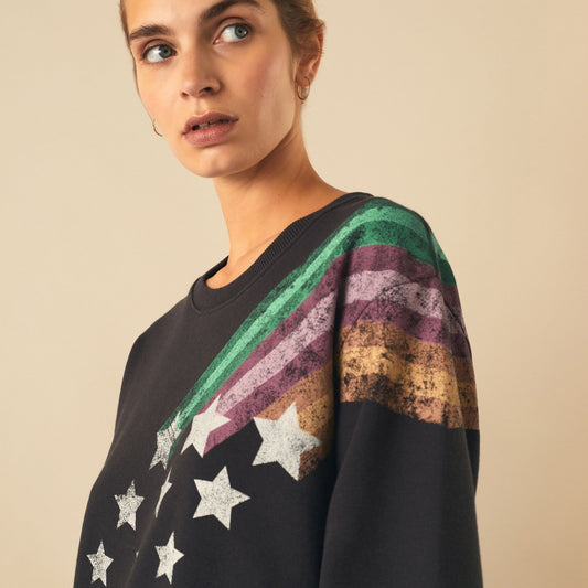 - Star Print Sweater - Black