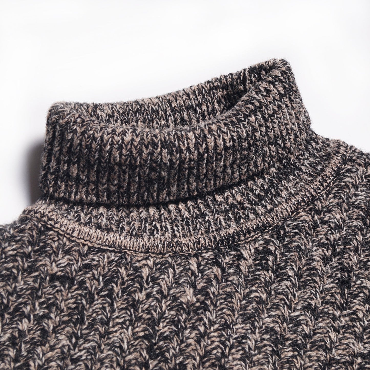 - Talbot - Knitted Roll Neck Jumper - Black/Beige