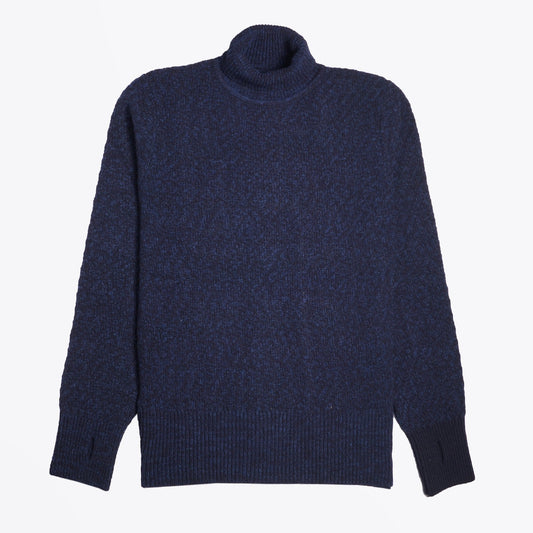 - Talbot - Knitted Roll Neck Jumper - Navy/Blue