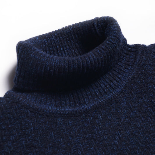 - Talbot - Knitted Roll Neck Jumper - Navy/Blue
