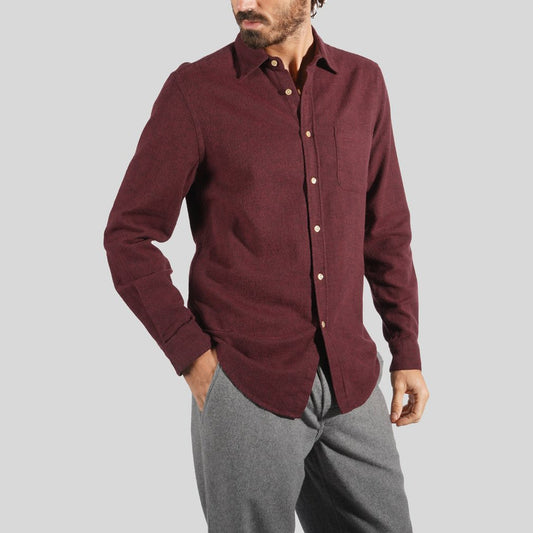 - Teca - Flannel Pocket Shirt - Burgundy/Red