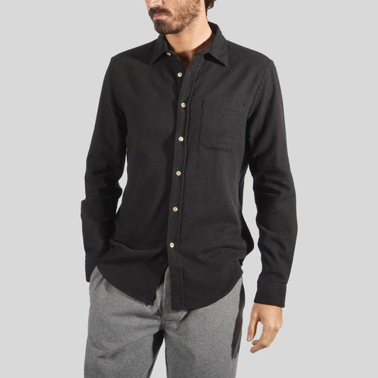 - Teca - Flannel Pocket Shirt - Black