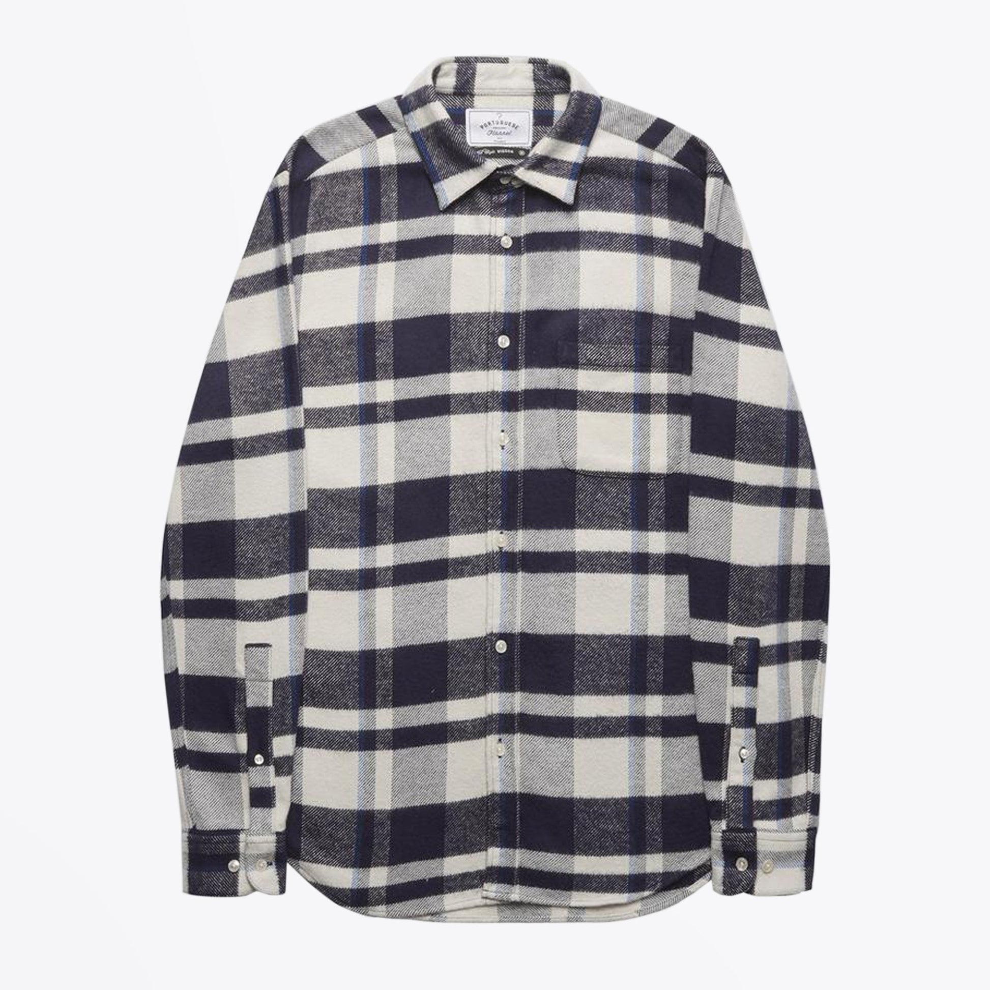 Portuguese Flannel Checked Shirt - Navy/White