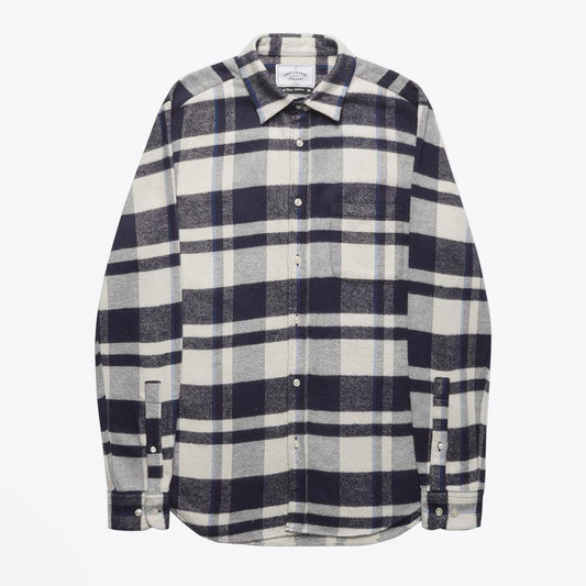 Flannel Checked Shirt - Navy/White