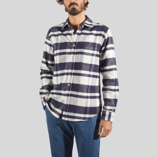 Flannel Checked Shirt - Navy/White