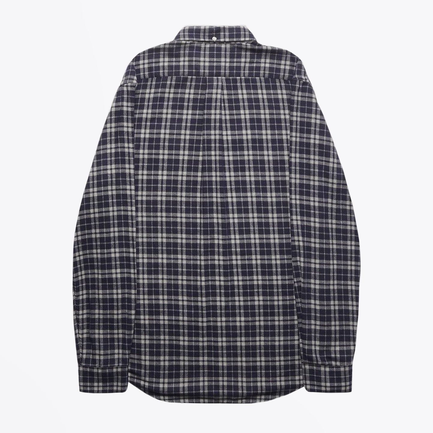 - Cotton Checked Shirt - Navy