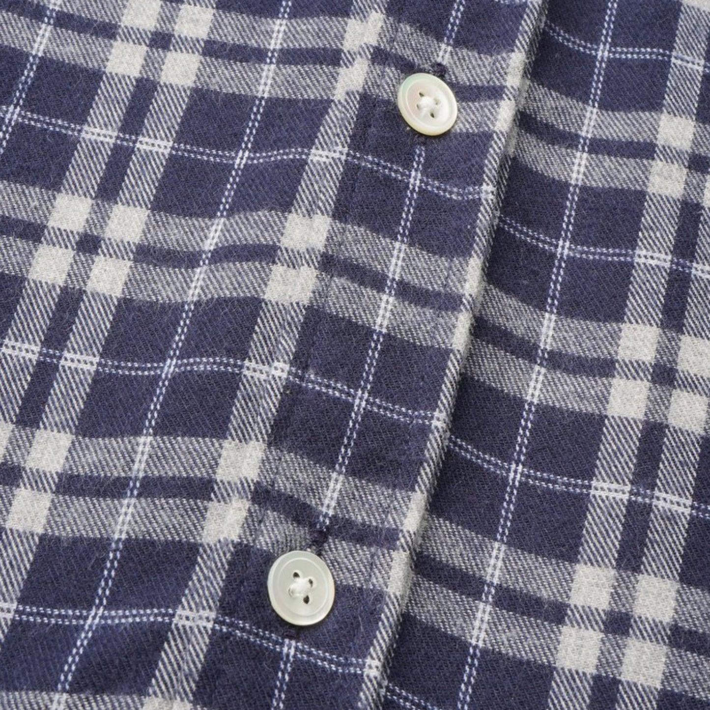 - Cotton Checked Shirt - Navy