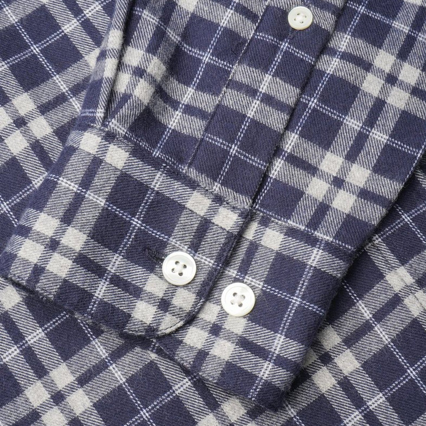 - Cotton Checked Shirt - Navy