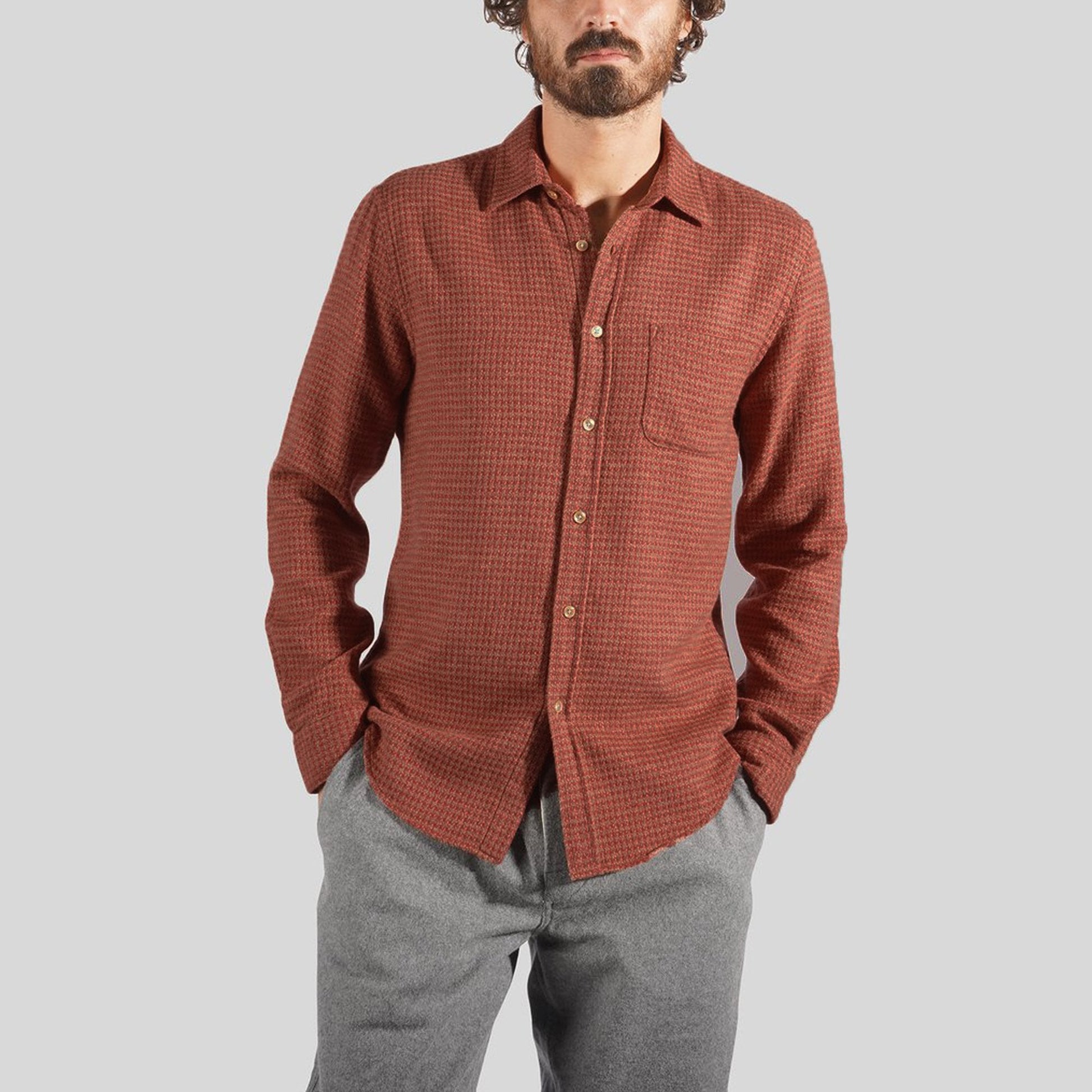 Portuguese Mini Houndstooth Shirt - Red
