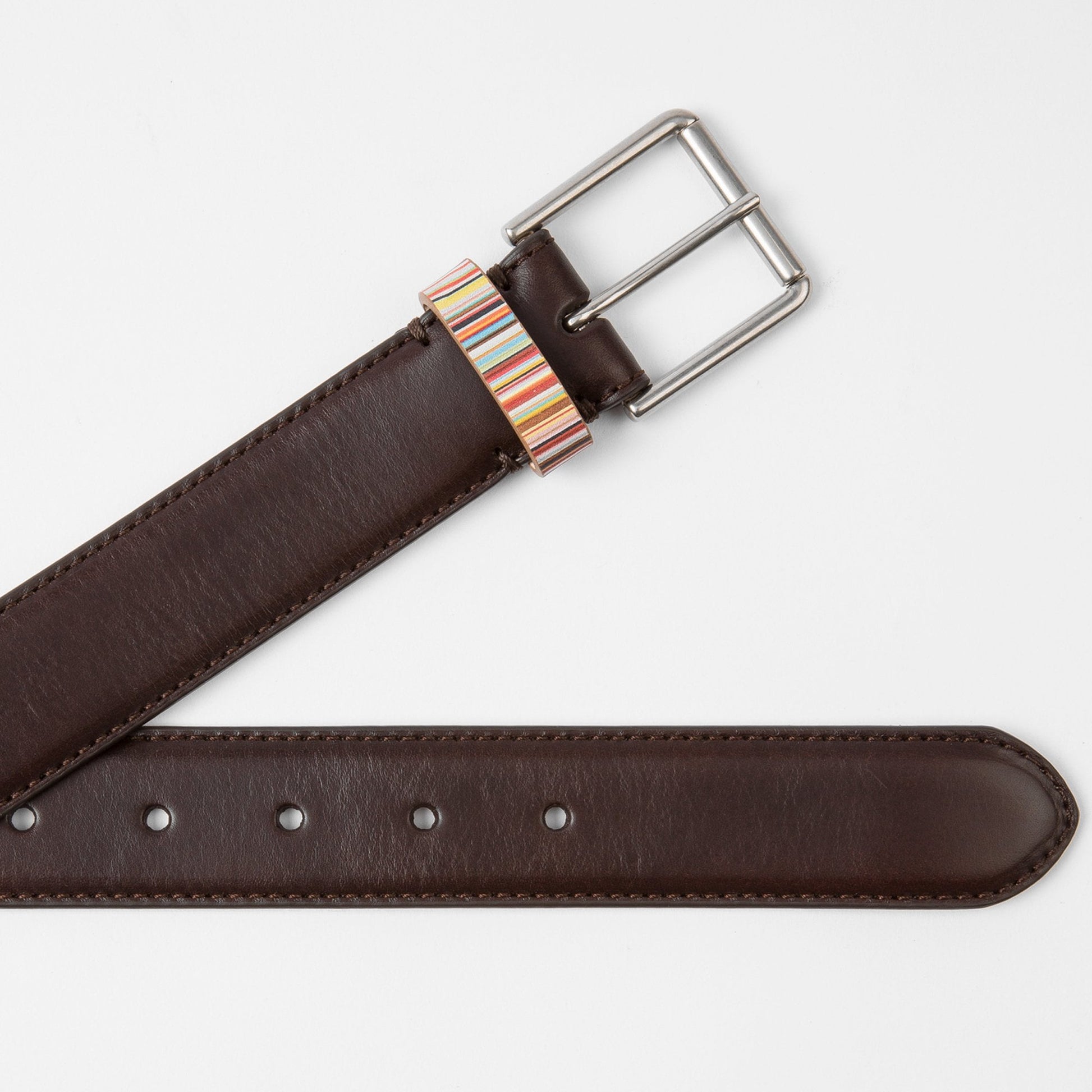 Paul Leather 'Signature Stripe' Belt - Brown