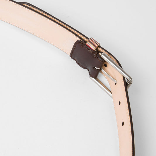 Leather 'Signature Stripe' Belt - Brown