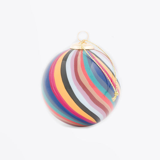 Hand-Painted Swirl Glass Bauble - Multi
