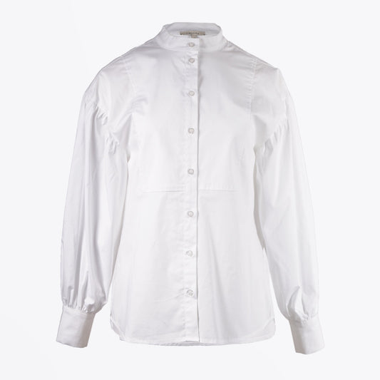 Melia - Grandad Collar Shirt - White