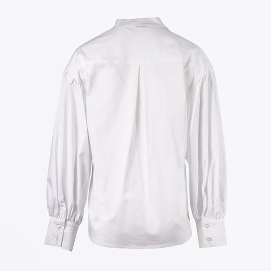 Melia - Grandad Collar Shirt - White
