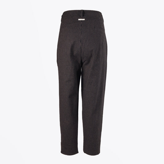 Mony - Pinstripe Trousers - Black/Caramel