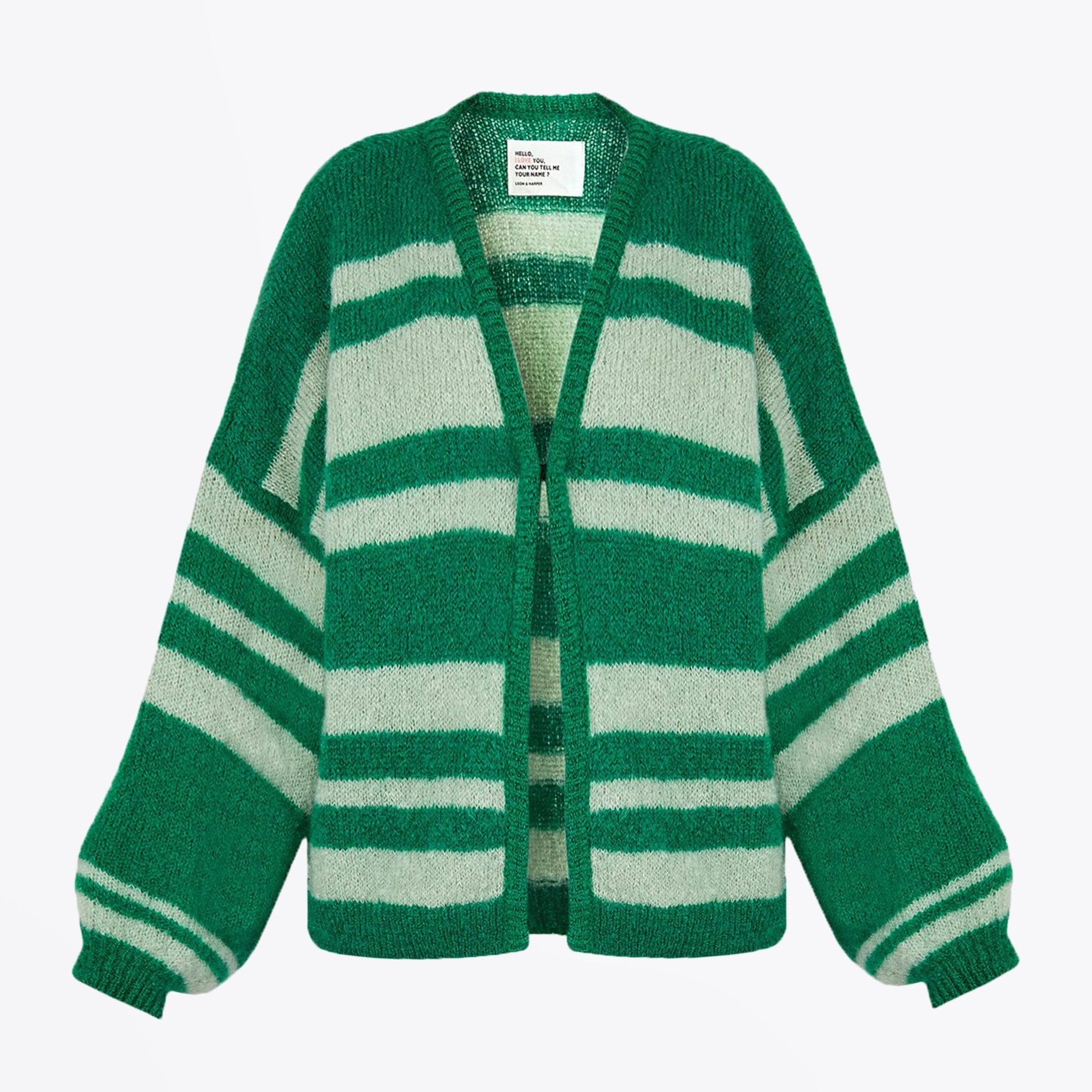 Leon Knit Striped Cardigan - Green