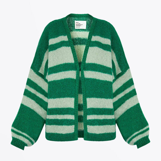 Knit Striped Cardigan - Green