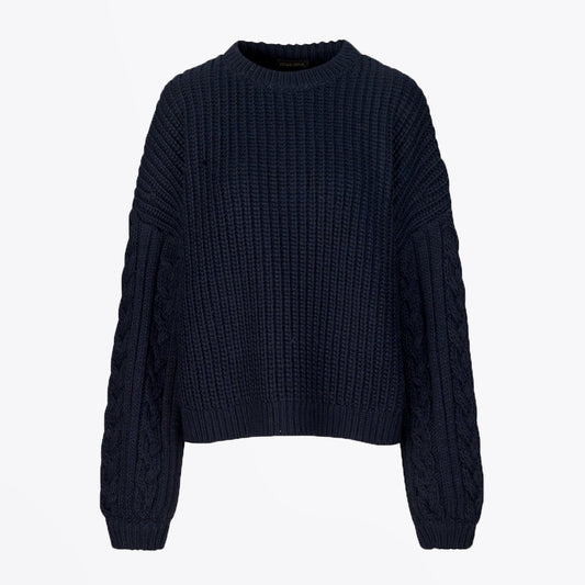 - Scharla - Chunky Knit Sweater - Navy