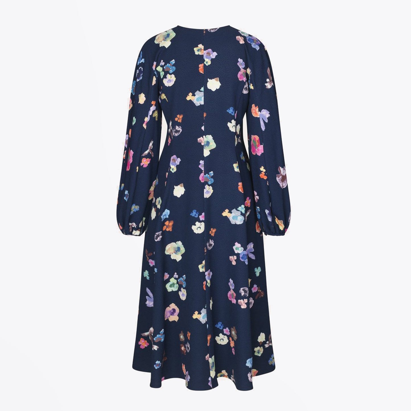 - Rosen - Floral A-line Midi Dress - Navy/Multi