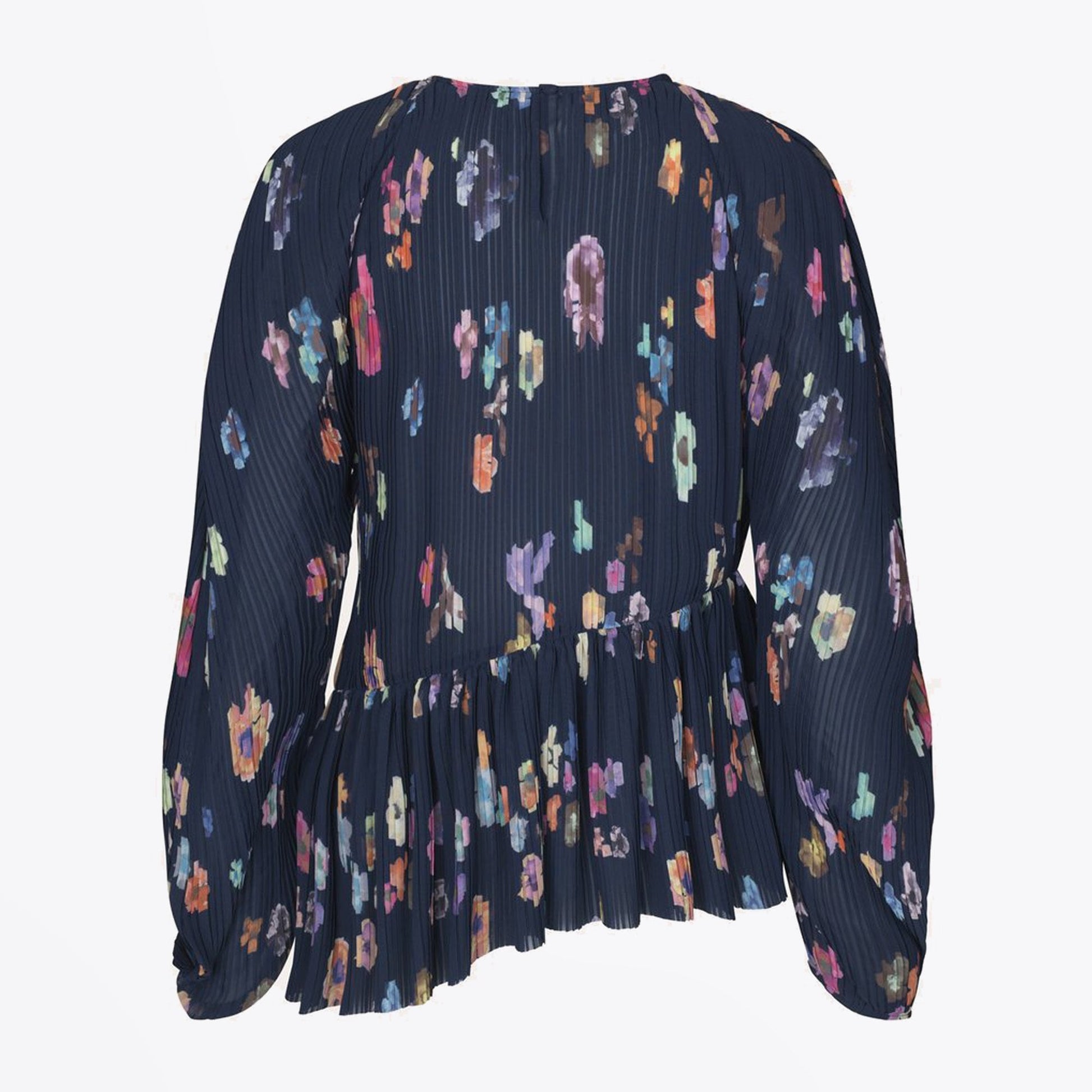 Stine Luni - Pleated Floral Blouse - Navy/Multi