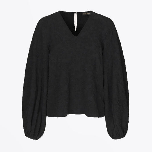 Ida - Textured Blouse - Black
