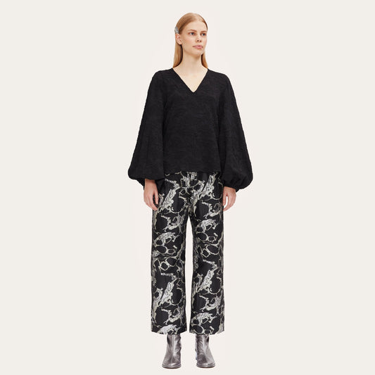 Ida - Textured Blouse - Black
